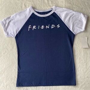 Friends T-shirt Baby Tee Navy White Size Medium NEW!‎